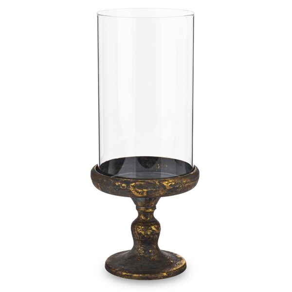 Antīka zelta metāla svečturi ar stikla kupolu